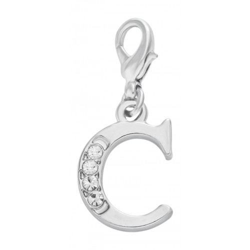 Handmade Personalised Letter C Clip On Charm with Rhinestones